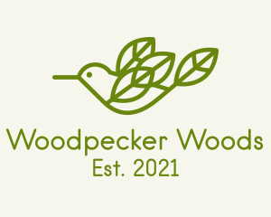 Woodpecker - Green Bird Leaves logo design