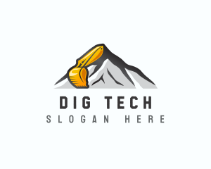 Excavator Digging Quarry logo design