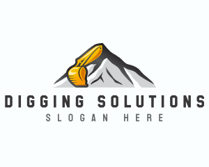 Excavator Digging Quarry logo design