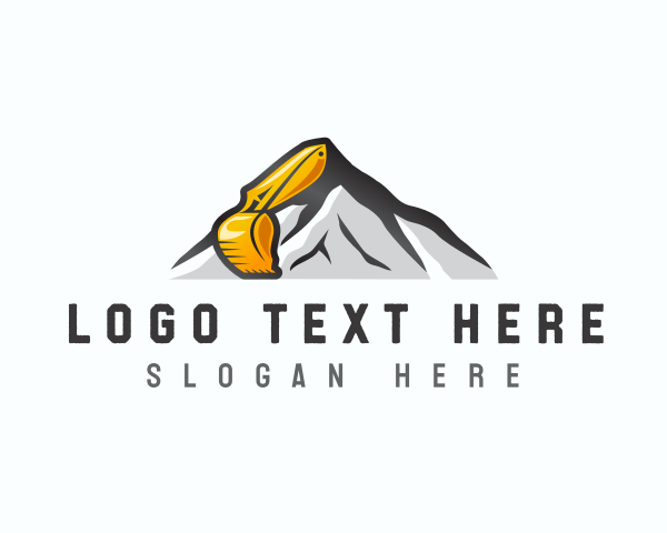 Mountain - Excavator Digging Quarry logo design