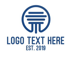 Land Developer - Blue Pillar Badge Outline logo design