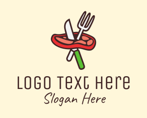 Steak - Meat Cutlery Steakhouse logo design