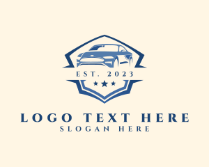 Auto Detailer - Sports Car Star Shield logo design