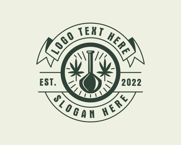 Hookah - Hemp Leaf Hookah logo design