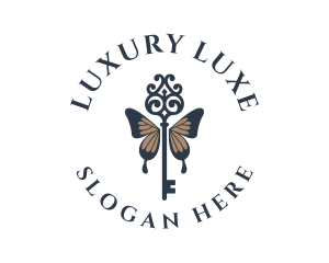 Luxury Butterfly Key logo design