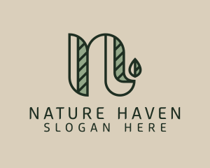 Vintage Nature Letter N logo design