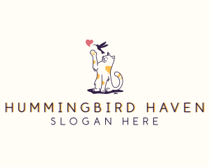 Pet Cat Hummingbird logo design