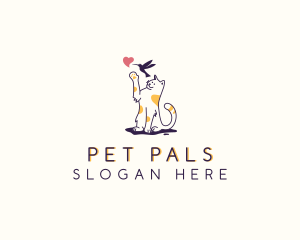 Pet Cat Hummingbird logo design