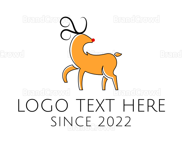 Christmas Reindeer Animal Logo