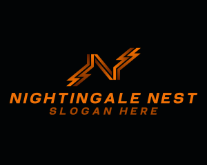 Electric Lightning Letter N logo design