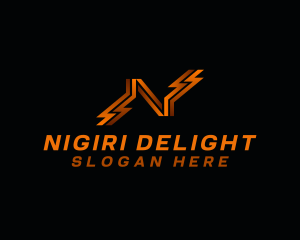 Electric Lightning Letter N logo design