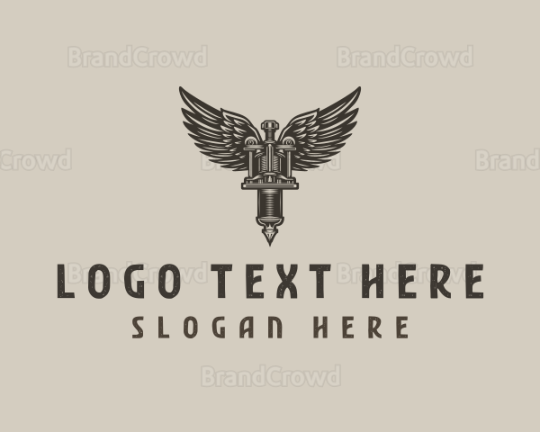 Winged Tattoo Machine Logo