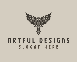 Winged Tattoo Machine  logo design