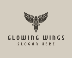 Winged Tattoo Machine  logo design