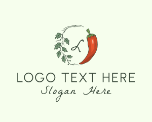 Farmers Market - Chili Pepper Leaf Vine logo design