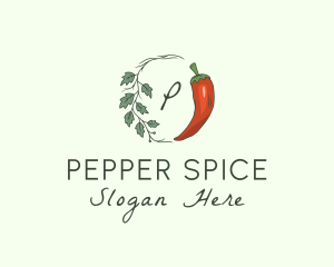 Pepper - Chili Pepper Leaf Vine logo design