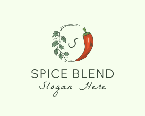 Seasoning - Chili Pepper Leaf Vine logo design