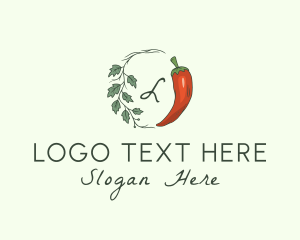 Flavor - Chili Pepper Leaf Vine logo design
