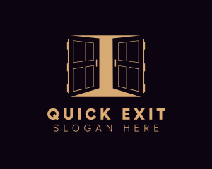 Exit - Gold Double Doors logo design