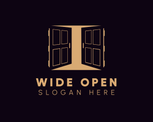 Open - Gold Double Doors logo design