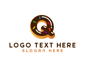 Chocolate - Sprinkle Donut Letter Q logo design
