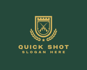 Shot - Military Rifle Shield logo design