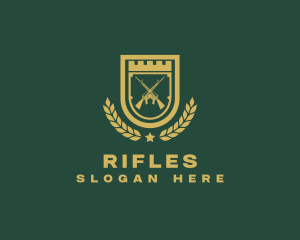 Military Rifle Shield logo design