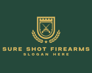 Military Rifle Shield logo design