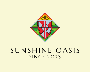 Sunrise Shield Stained Glass logo design