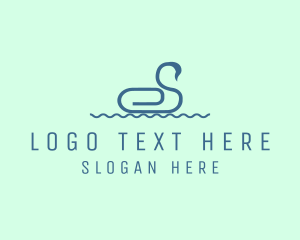 Attach - Paper Clip Swan logo design
