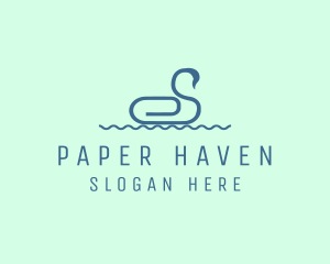 Office Supplies - Paper Clip Swan logo design