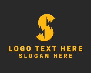 Volt - Golden Lightning Letter S logo design