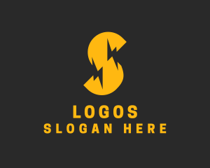 Volt - Golden Lightning Letter S logo design