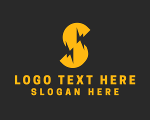 Full - Golden Lightning Letter S logo design