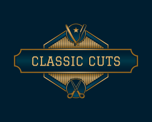 Barber Razor Scissors logo design