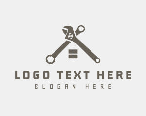 House - Wrench House Roof Repair logo design