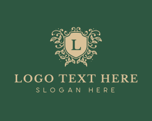 Botany - Shield Organic Wreath logo design