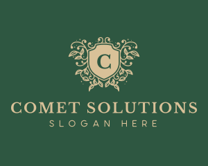 Shield Organic Wreath logo design