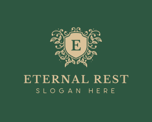 Funeral - Shield Organic Wreath logo design