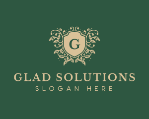 Shield Organic Wreath logo design