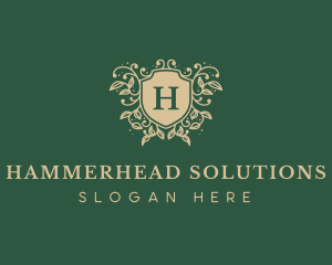 Shield Organic Wreath logo design