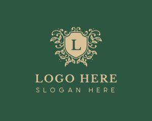 Shield Organic Wreath logo design