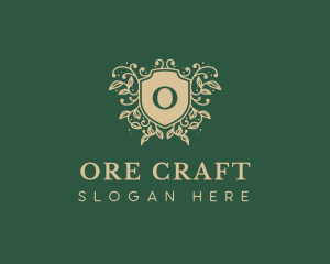 Shield Organic Wreath logo design