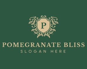 Shield Organic Wreath logo design