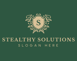 Shield Organic Wreath logo design