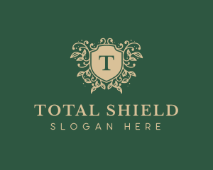 Shield Organic Wreath logo design