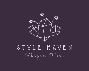 Floral Crystal Gemstone Logo