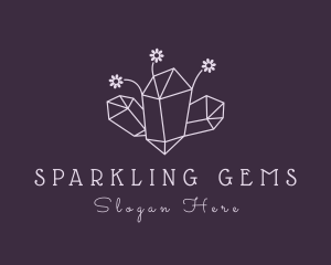 Gemstone - Floral Crystal Gemstone logo design