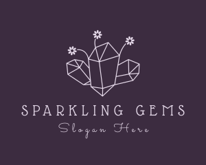 Floral Crystal Gemstone logo design