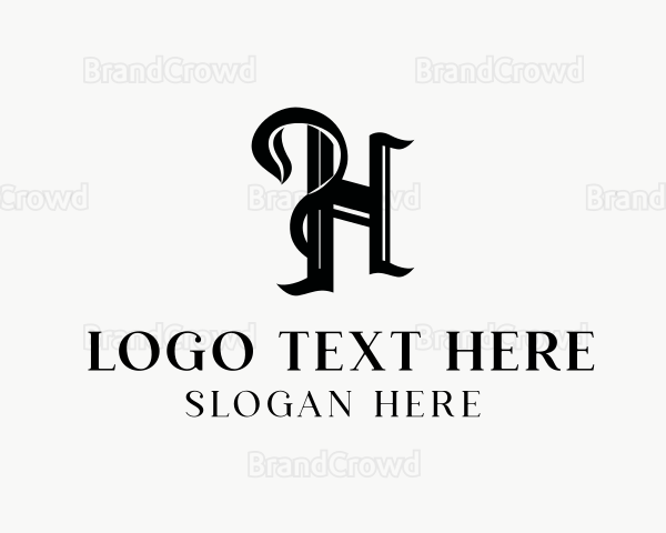 Simple Elegant Calligraphy Letter H Logo